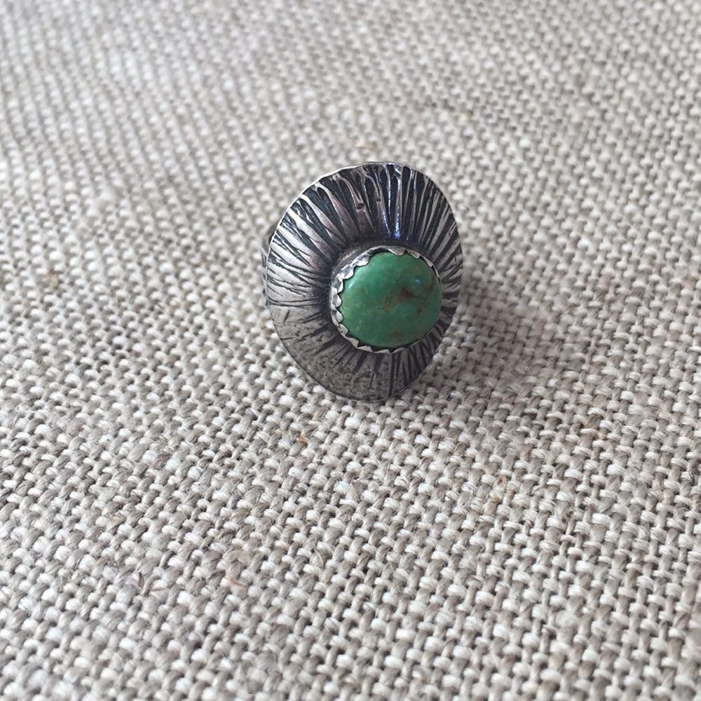 Sterling silver and real turkoise ring